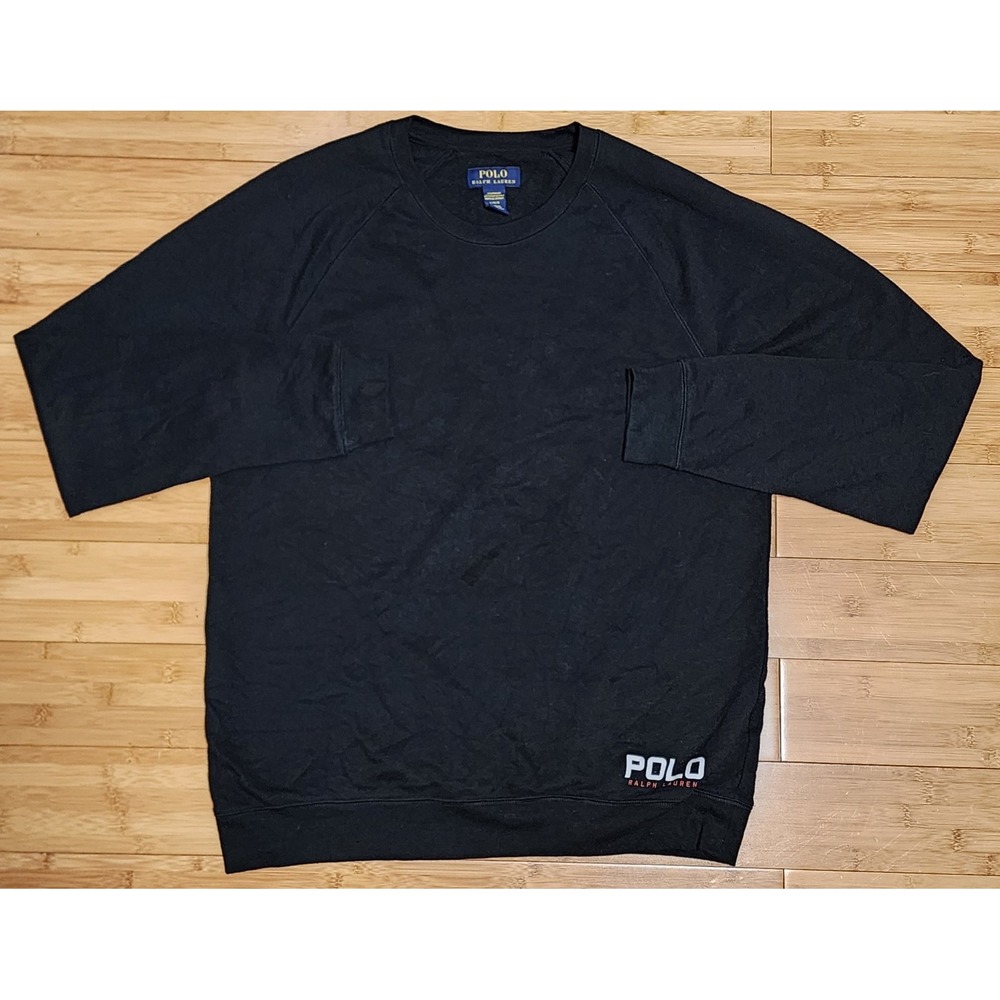 Polo Ralph Lauren Sleepwear Shirt Men L Black Long Sleeve Waffle Knit Sweatshirt